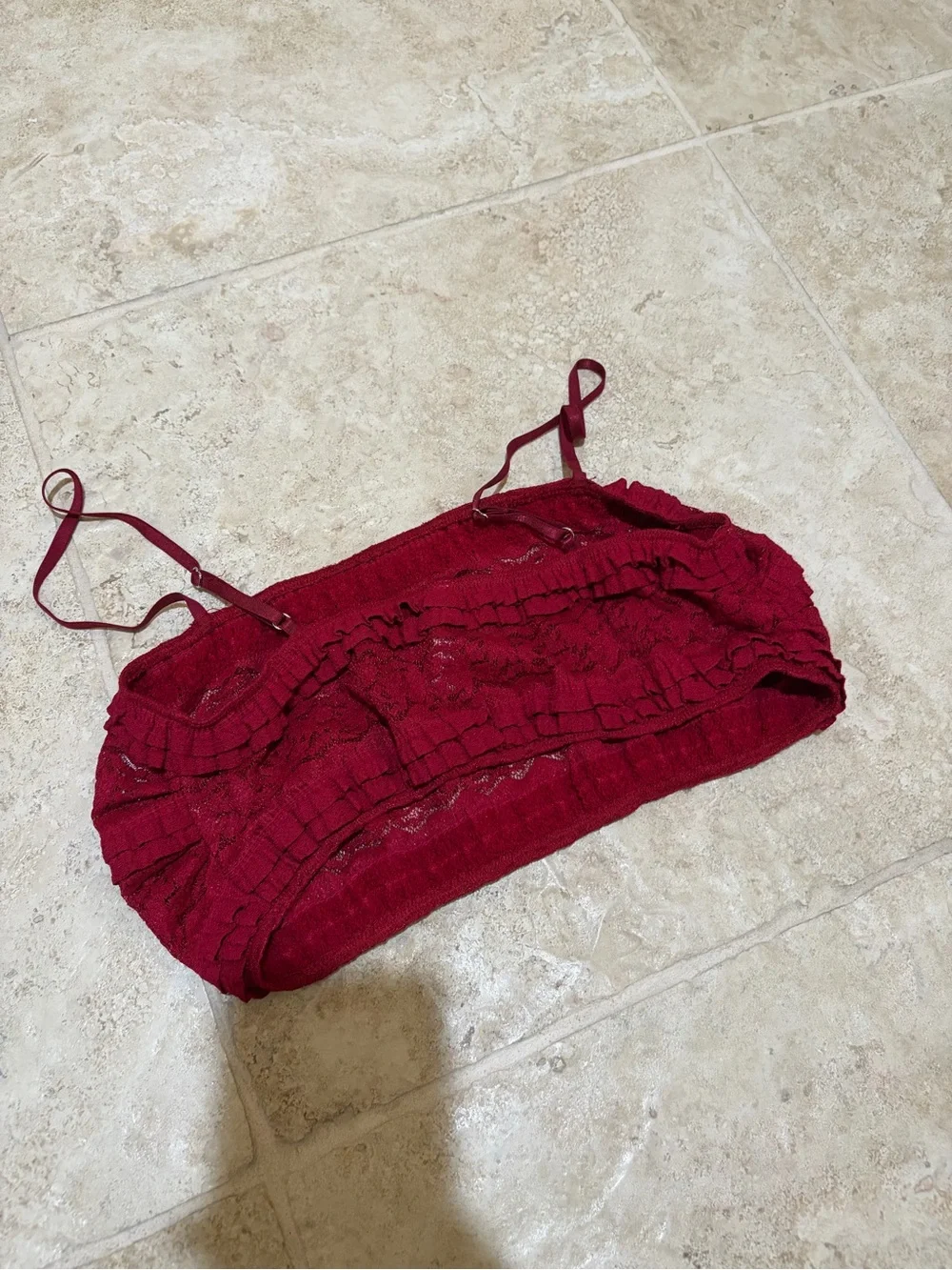 LyreBird from Anthropologie red lace bralette